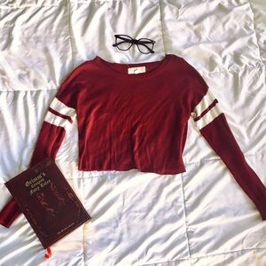 Red cropped jock sweater